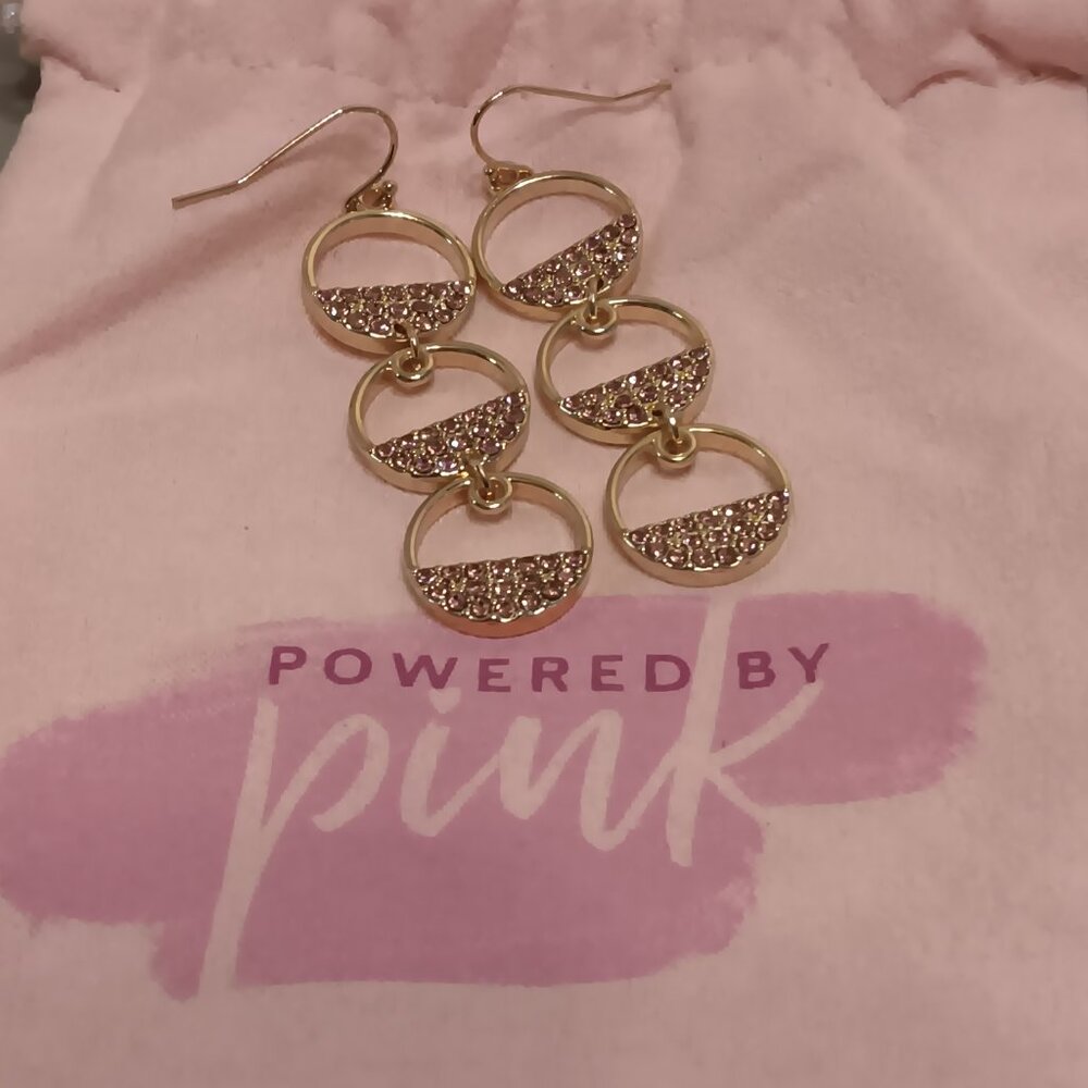 Pannee pink multi-layer necklace & Powered by Pink rhinestone earrings - Picture 8 of 14
